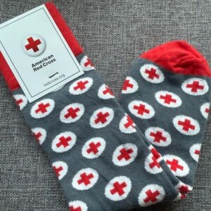 Women's Crew Socks with Red Cross Pattern